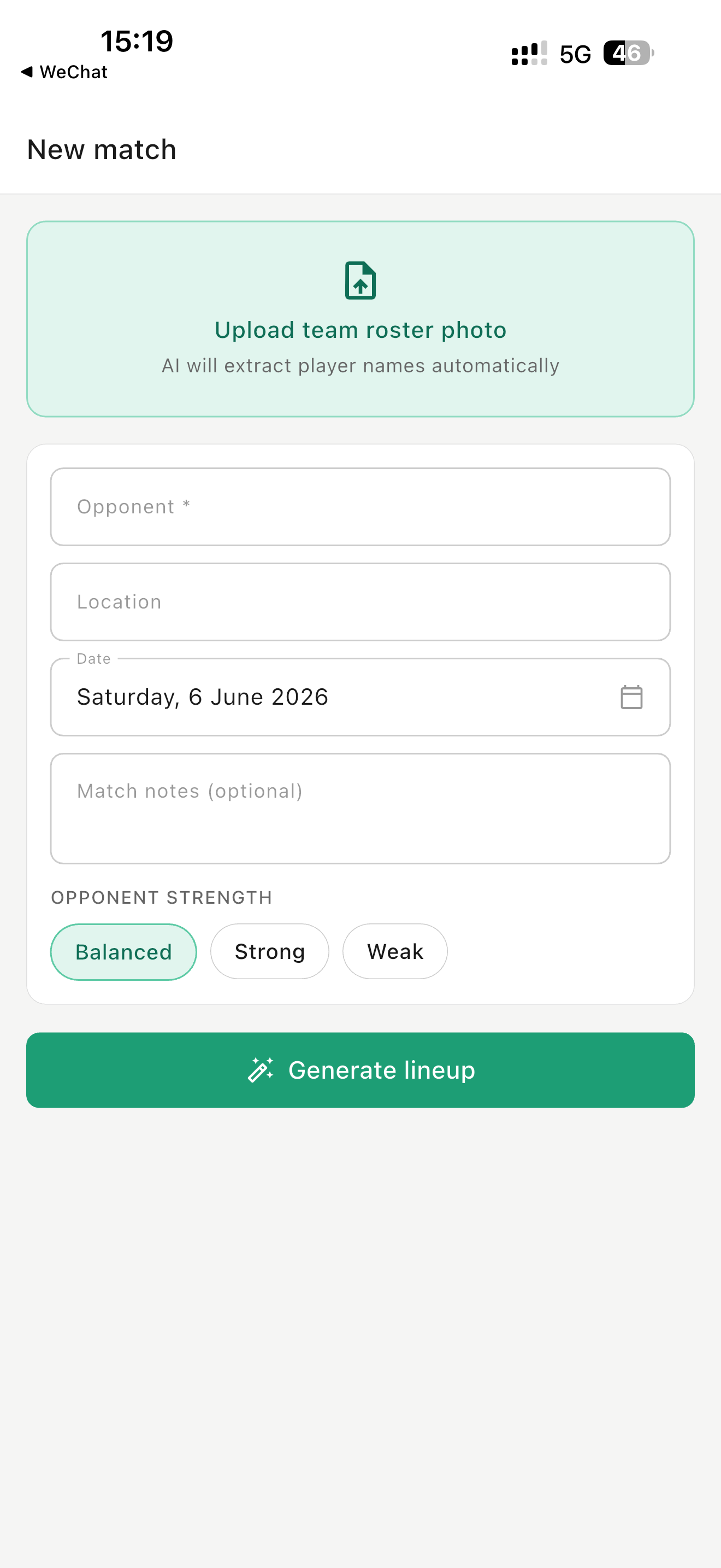 Create a new match