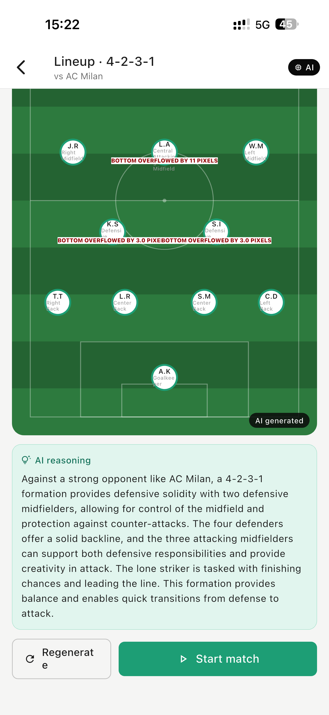 AI tactical reasoning for the lineup